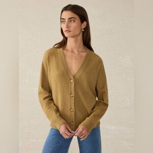 Faherty Jackson Cardigan Sweater In Antique Bronze Heather